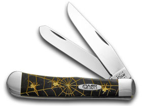 W.R. Case XX Knives Woodland Spiders Black Mica Pearl Trapper 1/500 Pocket Knife CA6073BPG-WS