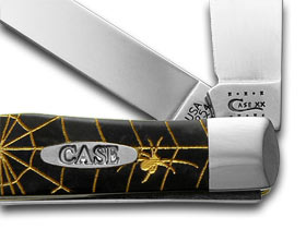 W.R. Case XX Knives Woodland Spiders Black Mica Pearl Trapper 1/500 Pocket Knife CA6073BPG-WS