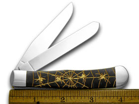 W.R. Case XX Knives Woodland Spiders Black Mica Pearl Trapper 1/500 Pocket Knife CA6073BPG-WS