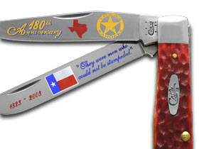W.R. Case XX Knives Texas Rangers 180th Ann. Red Bone Trapper 1/3000 Stainless Pocket Knife CAT-TXR/RPB