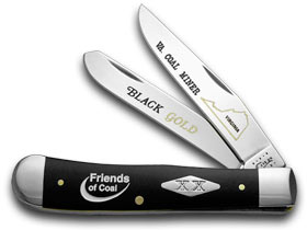 W.R. Case XX Knives Collector's Friends of Coal Virginia Black Delrin Trapper 1/600 Pocket Knife BD-VAFOC
