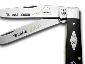 W.R. Case XX Knives Collector's Friends of Coal Virginia Black Delrin Trapper 1/600 Pocket Knife BD-VAFOC