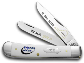 W.R. Case XX Knives Collector's Friends of Coal Virginia White Delrin Trapper 1/600 Pocket Knife WD-VAFOC