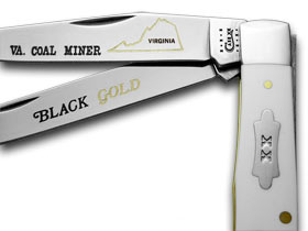 W.R. Case XX Knives Collector's Friends of Coal Virginia White Delrin Trapper 1/600 Pocket Knife WD-VAFOC
