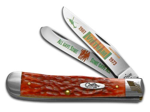 W.R. Case XX Knives Vietnam Red Bone Trapper 1/3000 Stainless Pocket Knife CAT-VIET