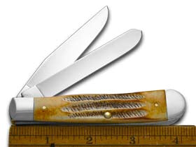 W.R. Case XX Knives World's Greatest Husband 6.5 Bone Stag Trapper 1/999 Stainless Pocket Knife 6.5-WGH