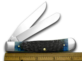 W.R. Case XX Knives Jigged Blue Bone World's Greatest Son 1/600 Trapper Pocket Knife BB-SON