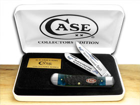 W.R. Case XX Knives Jigged Blue Bone World's Greatest Son 1/600 Trapper Pocket Knife BB-SON