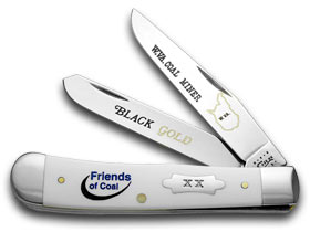 W.R. Case XX Knives Collector's Friends of Coal West Virginia White Delrin Trapper 1/600 Pocket Knife WD-WVAFOC