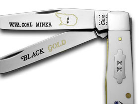 W.R. Case XX Knives Collector's Friends of Coal West Virginia White Delrin Trapper 1/600 Pocket Knife WD-WVAFOC