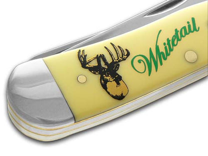 W.R. Case XX Knives Whitetail Deer Yellow Delrin Trapper 1/2500 Stainless Pocket Knife CAT-WTD