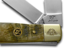 Frost Cutlery™ Trapper 40-108RMR Ram Horn and Genuine Mother of Pearl 440 Stainless Steel Pocket Knife