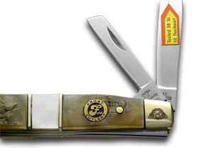 Frost Cutlery™ Little Congress 40-110RMR Ram Horn and Genuine Mother of Pearl 440 Stainless Steel Pocket Knife