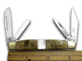 Frost Cutlery™ Little Congress 40-110RMR Ram Horn and Genuine Mother of Pearl 440 Stainless Steel Pocket Knife