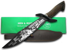 Hen & Rooster Custer's Last Stand Deer Stag Bowie Blackened Stainless 5000B/CLS