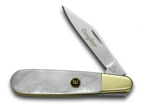 Hen & Rooster Father Daughter Set Genuine Mother of Pearl 1/500 Barlow Pocket Knife Set HR-FD/PI