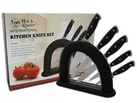 Hen & Rooster 6 Piece Black Synthetic Kitchen Cutlery Set HRI-029
