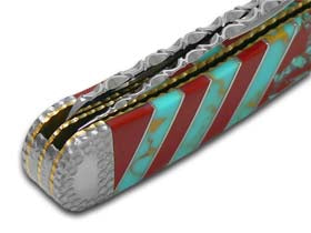 W.R. Case XX Knives Painted Pony Blue & Red Turquoise Trapper 1/50 Stainless Custom TRAPPER PAINTED PO TURQ RED
