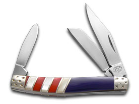 Silverhorse Stoneworks™ American Flag Series Stockman, Trapper & Whittler Set Turquoise, Lapis and Mother of Pearl Stainless Steel