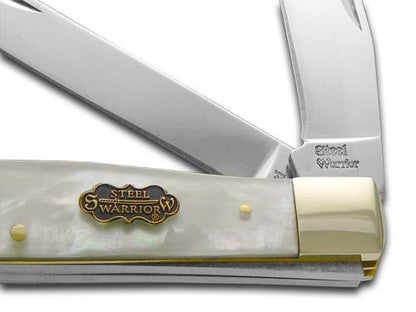 Steel Warrior™ Trapper SW-108SMOP Resin-coated Genuine Salt Water Mother Of Pearl 440C Stainless Steel Pocket Knife