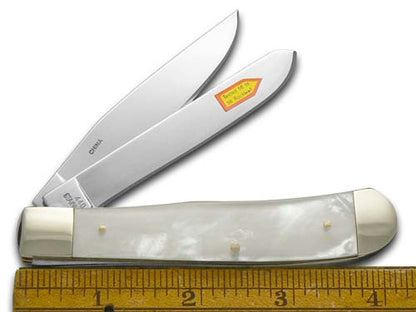 Steel Warrior™ Trapper SW-108SMOP Resin-coated Genuine Salt Water Mother Of Pearl 440C Stainless Steel Pocket Knife