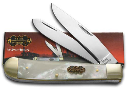 Steel Warrior™ Trapper SW-108SMOP Resin-coated Genuine Salt Water Mother Of Pearl 440C Stainless Steel Pocket Knife