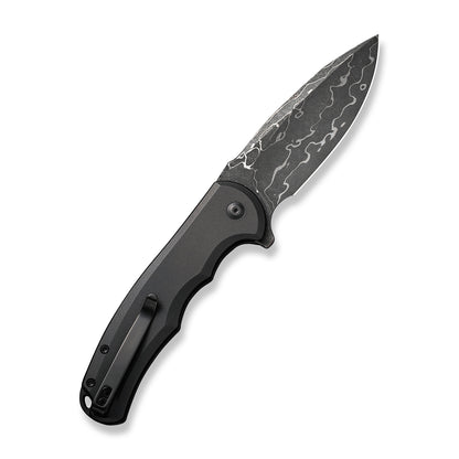 CIVIVI Knives™ Praxis Button Lock C18026E-DS1 Black Aluminum Damascus Steel Pocket Knife