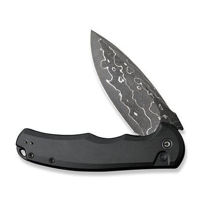 CIVIVI Knives™ Praxis Button Lock C18026E-DS1 Black Aluminum Damascus Steel Pocket Knife