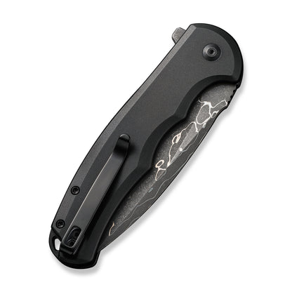 CIVIVI Knives™ Praxis Button Lock C18026E-DS1 Black Aluminum Damascus Steel Pocket Knife