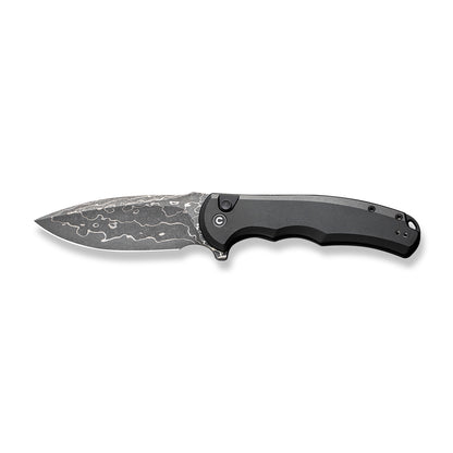CIVIVI Knives™ Praxis Button Lock C18026E-DS1 Black Aluminum Damascus Steel Pocket Knife
