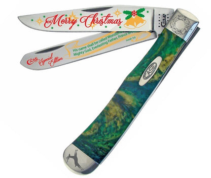 W.R. Case XX Knives Merry Christmas Smooth Cat's Eye Corelon Trapper Stainless Pocket Knife CAT-CE/MC CAT-MC/CE