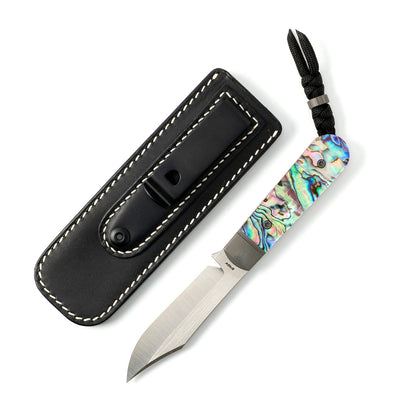 Jack Wolf Knives™ Backwoods FIXedc BACKW-FX-01-ABALONE Abalone S90V Stainless Steel Knife