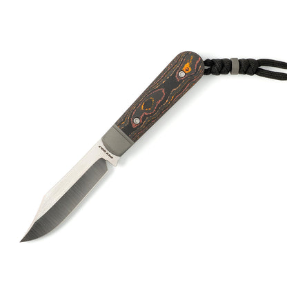 Jack Wolf Knives™ Backwoods FIXedc BACKW-FX-01-CC-SUN-ORA Sunset Orange CamoCarbon S90V Stainless Steel Knife