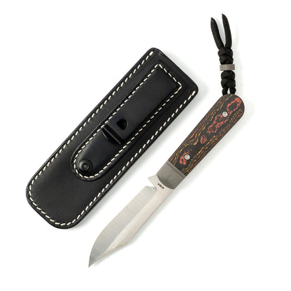 Jack Wolf Knives™ Backwoods FIXedc BACKW-FX-01-CC-SUN-ORA Sunset Orange CamoCarbon S90V Stainless Steel Knife