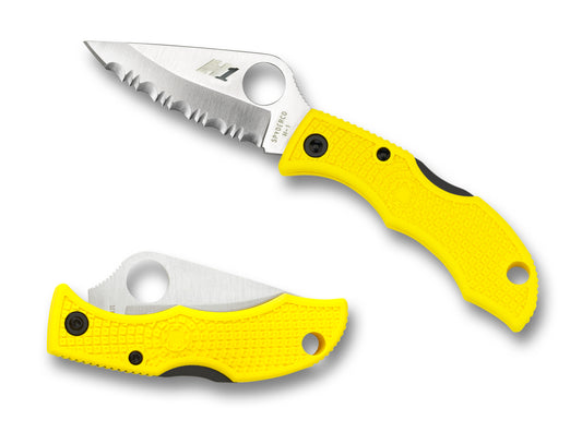 Spyderco Knives™ Ladybug 2 Lockback LYLS3 Marine Yellow FRN H2 Stainless Steel Pocket Knife