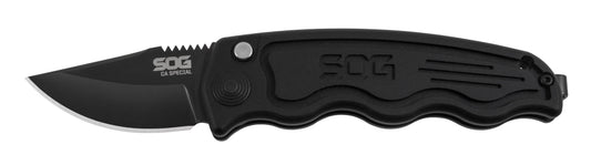 SOG Specialty Knives™ SOG-Tac Mini Cali ST-14 Black Hard Anodized Aluminum AUS-8 Stainless Steel Pocket Knife