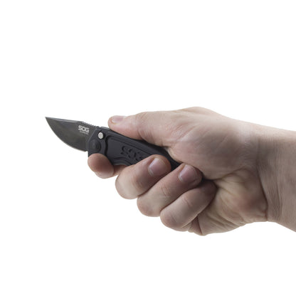 SOG Specialty Knives™ SOG-Tac Mini Cali ST-14 Black Hard Anodized Aluminum AUS-8 Stainless Steel Pocket Knife