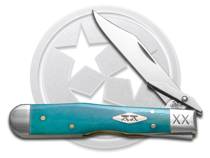 W.R. Case XX Knives Cheetah Cub Smooth Caribbean Blue Bone 12495 Stainless Pocket Knife