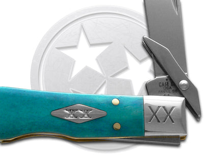 W.R. Case XX Knives Cheetah Cub Smooth Caribbean Blue Bone 12495 Stainless Pocket Knife