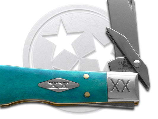 W.R. Case XX Knives Cheetah Cub Smooth Caribbean Blue Bone 12495 Stainless Pocket Knife