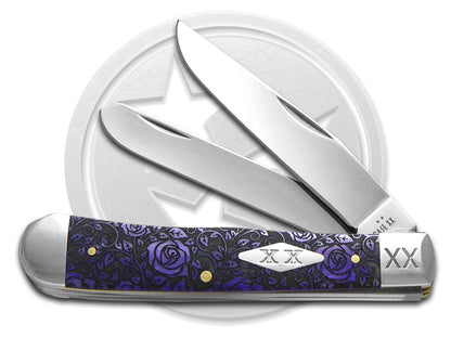 W.R. Case XX Knives Trapper Roses Ultra Violet Bone 12498R Stainless Pocket Knife