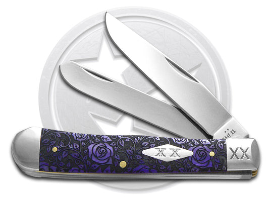 W.R. Case XX Knives Trapper Roses Ultra Violet Bone 12498R Stainless Pocket Knife