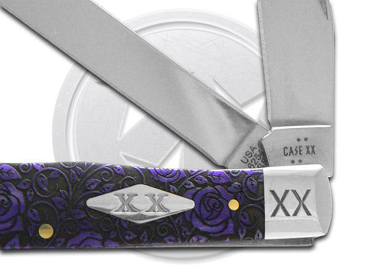 W.R. Case XX Knives Trapper Roses Ultra Violet Bone 12498R Stainless Pocket Knife