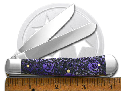W.R. Case XX Knives Trapper Roses Ultra Violet Bone 12498R Stainless Pocket Knife