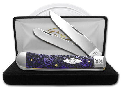 W.R. Case XX Knives Trapper Roses Ultra Violet Bone 12498R Stainless Pocket Knife