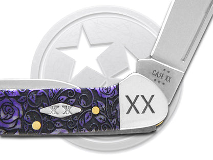 W.R. Case XX Knives Butterbean Roses Ultra Violet Bone 12509R Stainless Pocket Knife