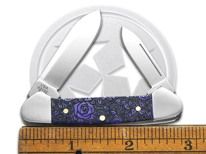 W.R. Case XX Knives Butterbean Roses Ultra Violet Bone 12509R Stainless Pocket Knife