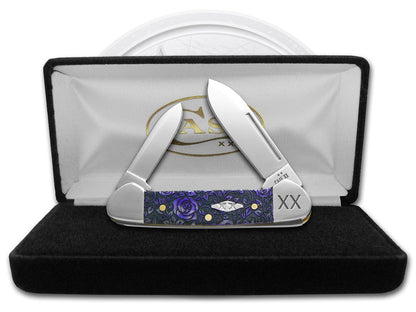 W.R. Case XX Knives Butterbean Roses Ultra Violet Bone 12509R Stainless Pocket Knife