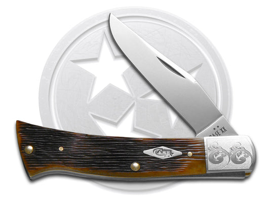 W.R. Case XX Knives Axe Handle Barn Board Jig Antique Bone 64261 Stainless Scrolled Pocket Knife