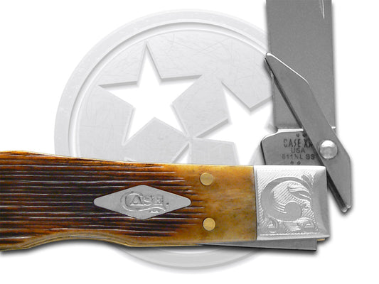 W.R. Case XX Knives Cheetah Cub Barnboard Antique Bone Scrolled 64263 Stainless Pocket Knife